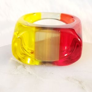 Lucite Mod Colorblock Ring 8